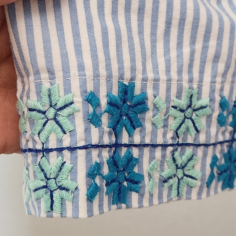 Vineyard Vines Embroidered Stripped Hydrangea Shift Dress Size 4 - Picture 8 of 15